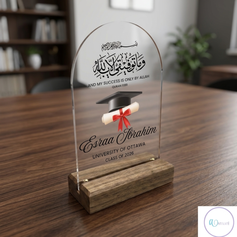 Personalized Islamic Graduation Acrylic Sign – Custom Name & University Milestone Keepsake
